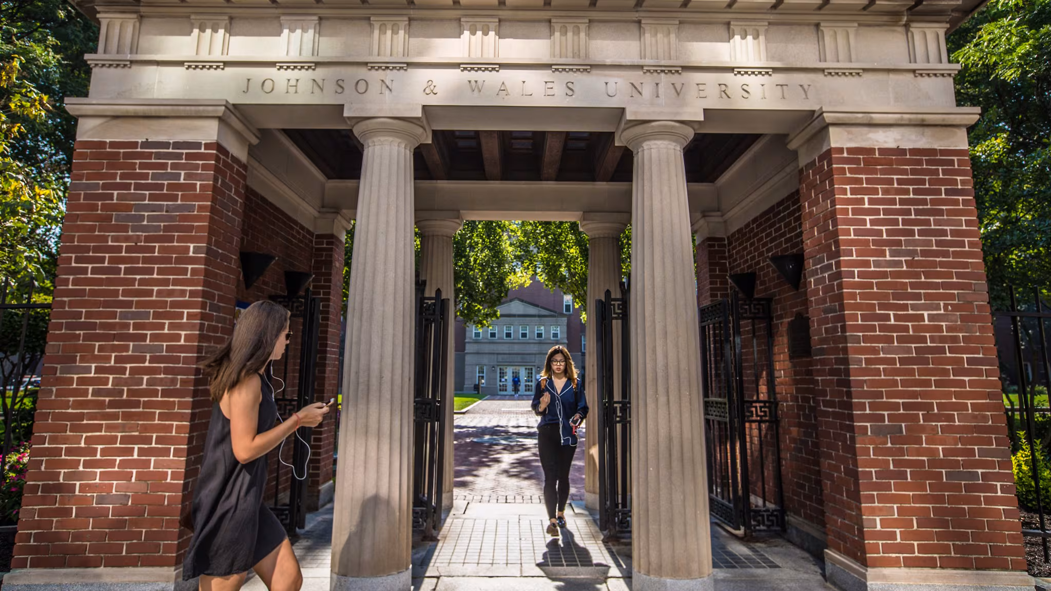 student walking through Gaebe entrance