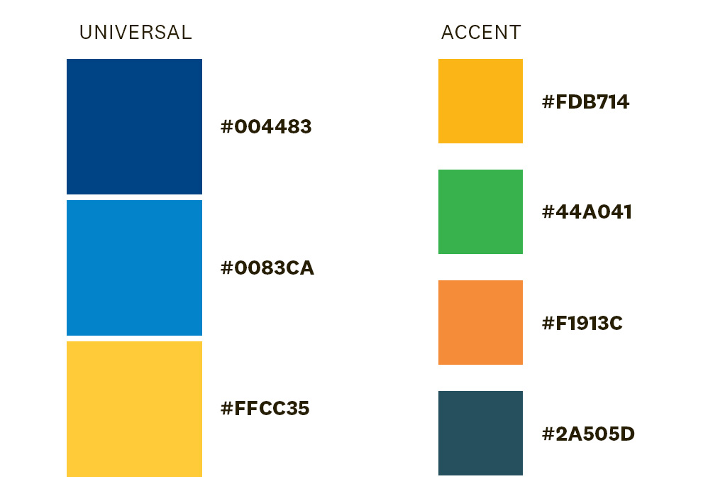 university brand color palette