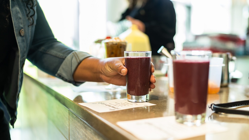 serving drinks in beverage lab
