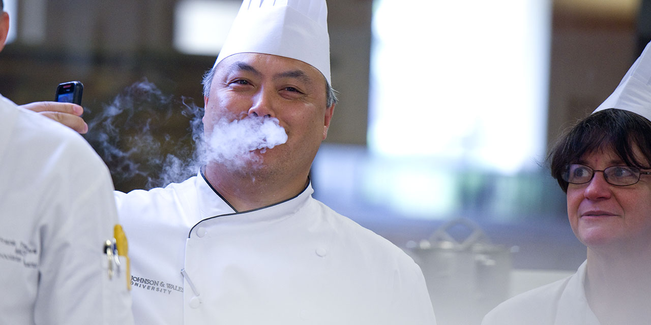 Chef Neath Pal has some fun with liquid nitrogen. Fun with liquid nitrogen.