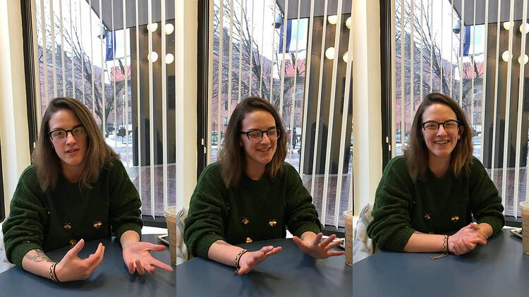 Three photos in a banner showing cheyenne serious, smiling, and looking reflective 