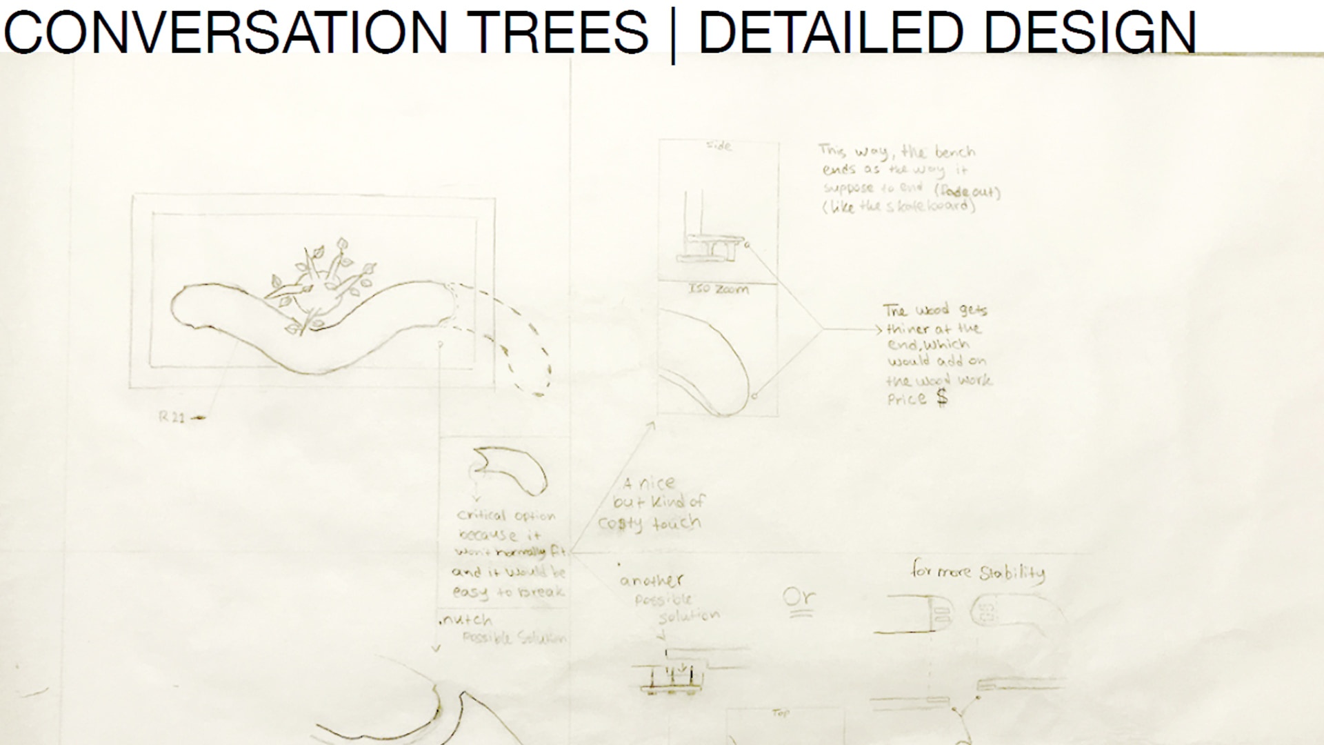 Conversation Trees bench design sketch.