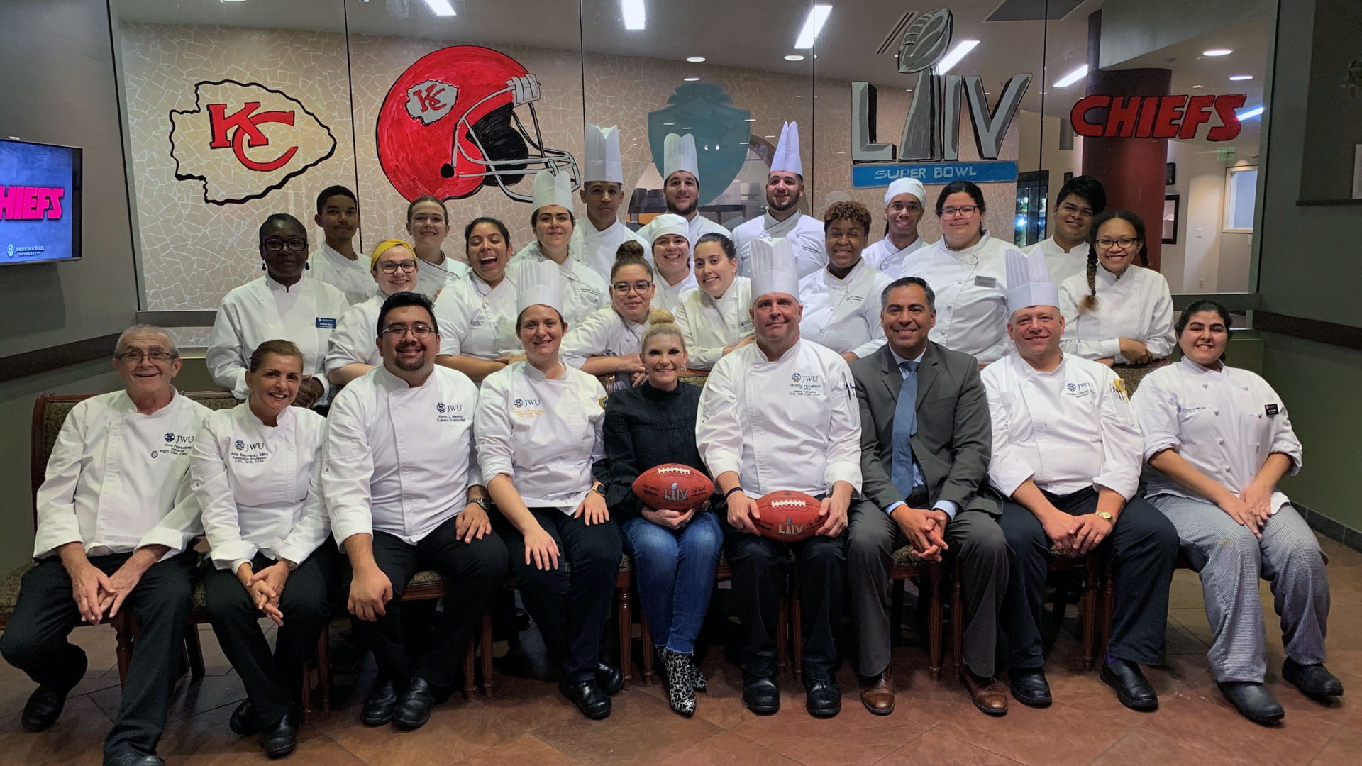 JWU North Miami team with Tammy Reid on Super Bowl Eve NMI Reid Dinner Super Bowl LIV