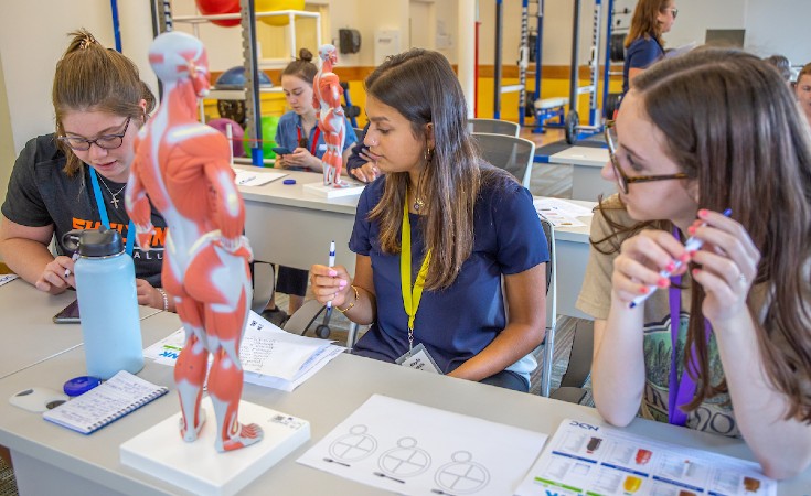 Students learning about physical therapy